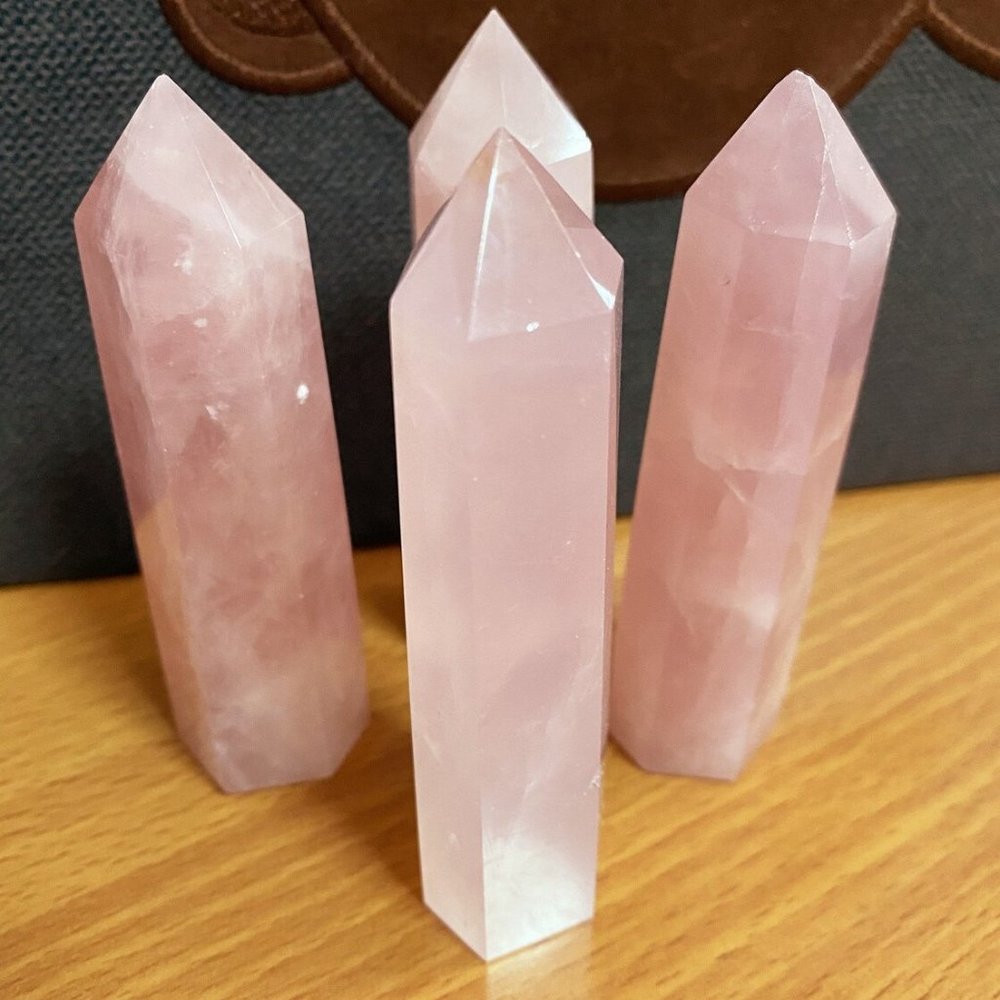 3 inch Rose Quartz Stone Point Obelisk Natural Crystal Gemstone Tower Home Decor